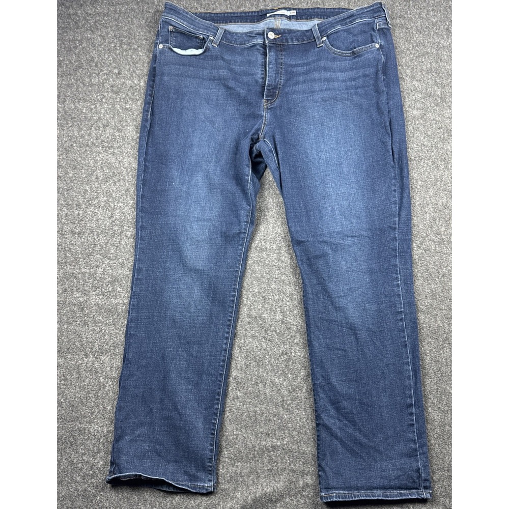 Levi's 414 Women's‎ Plus 24W Classic Straight Stretch Jeans Mid Blue Comfort Fit